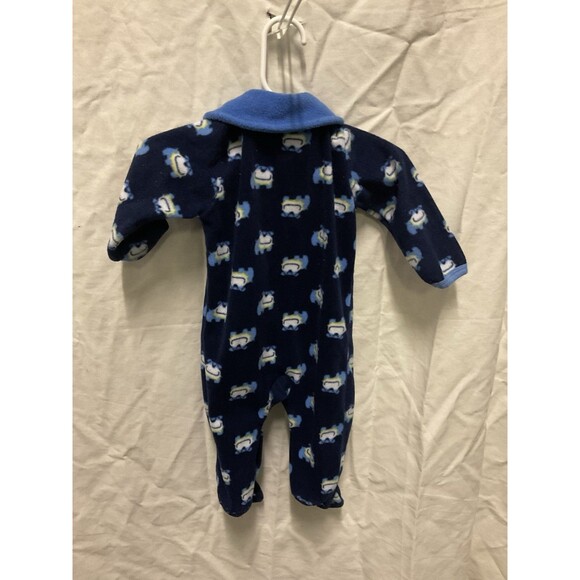 Boys Infant Fleece Button Up Footed Sleeper 3-6 Months Blue Dog - Picture 4 of 4